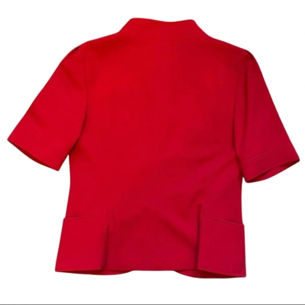 Lafayette 148 New York Women’s Chic Red Button Blazer Blouse Top — Size 10 - Picture 4 of 4